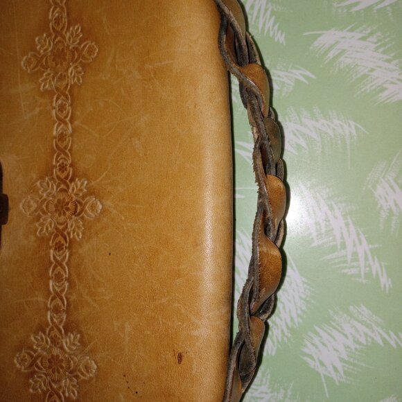 Vintage 70s leather hippie boho bag school bag - Picture 5 of 5